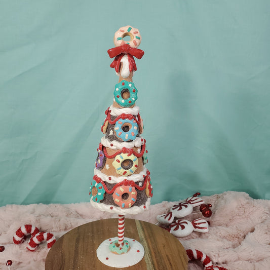 Cupcakes and Cashmere 14" Gingerbread Claydough Christmas Tree with Donut Ornaments