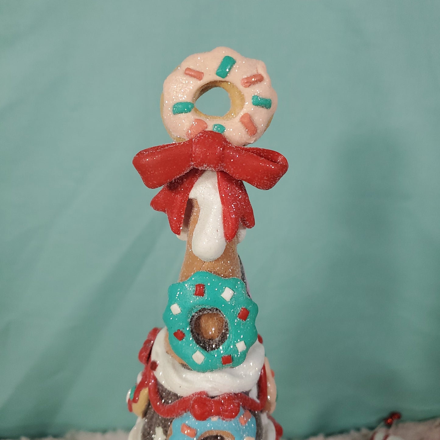 Cupcakes and Cashmere 14" Gingerbread Claydough Christmas Tree with Donut Ornaments