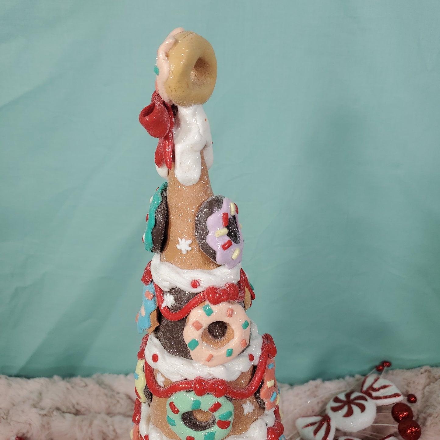 Cupcakes and Cashmere 14" Gingerbread Claydough Christmas Tree with Donut Ornaments