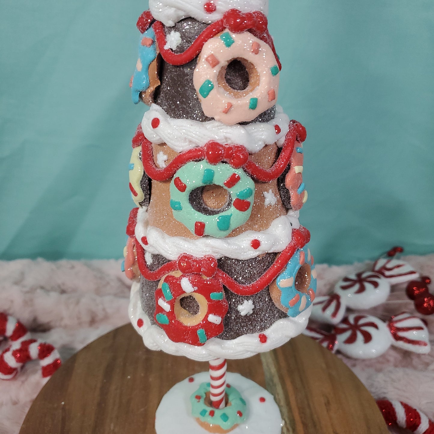 Cupcakes and Cashmere 14" Gingerbread Claydough Christmas Tree with Donut Ornaments