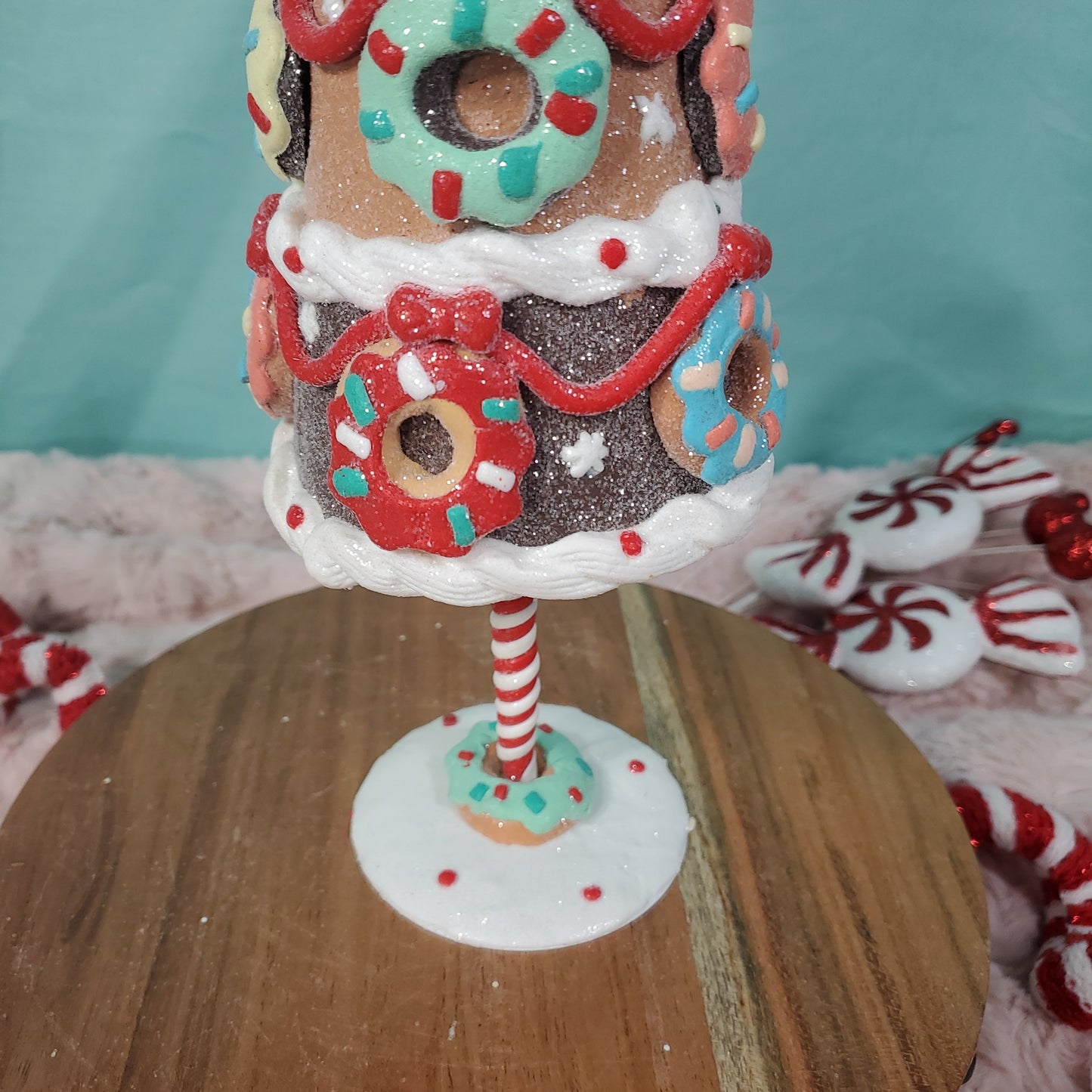 Cupcakes and Cashmere 14" Gingerbread Claydough Christmas Tree with Donut Ornaments