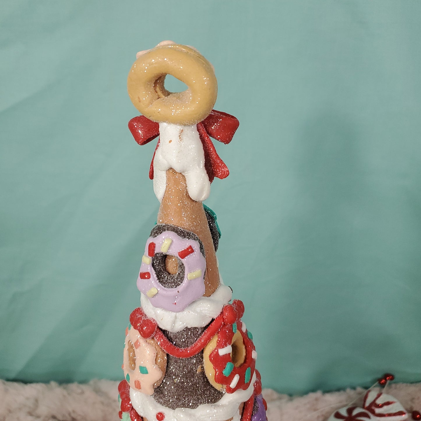 Cupcakes and Cashmere 14" Gingerbread Claydough Christmas Tree with Donut Ornaments