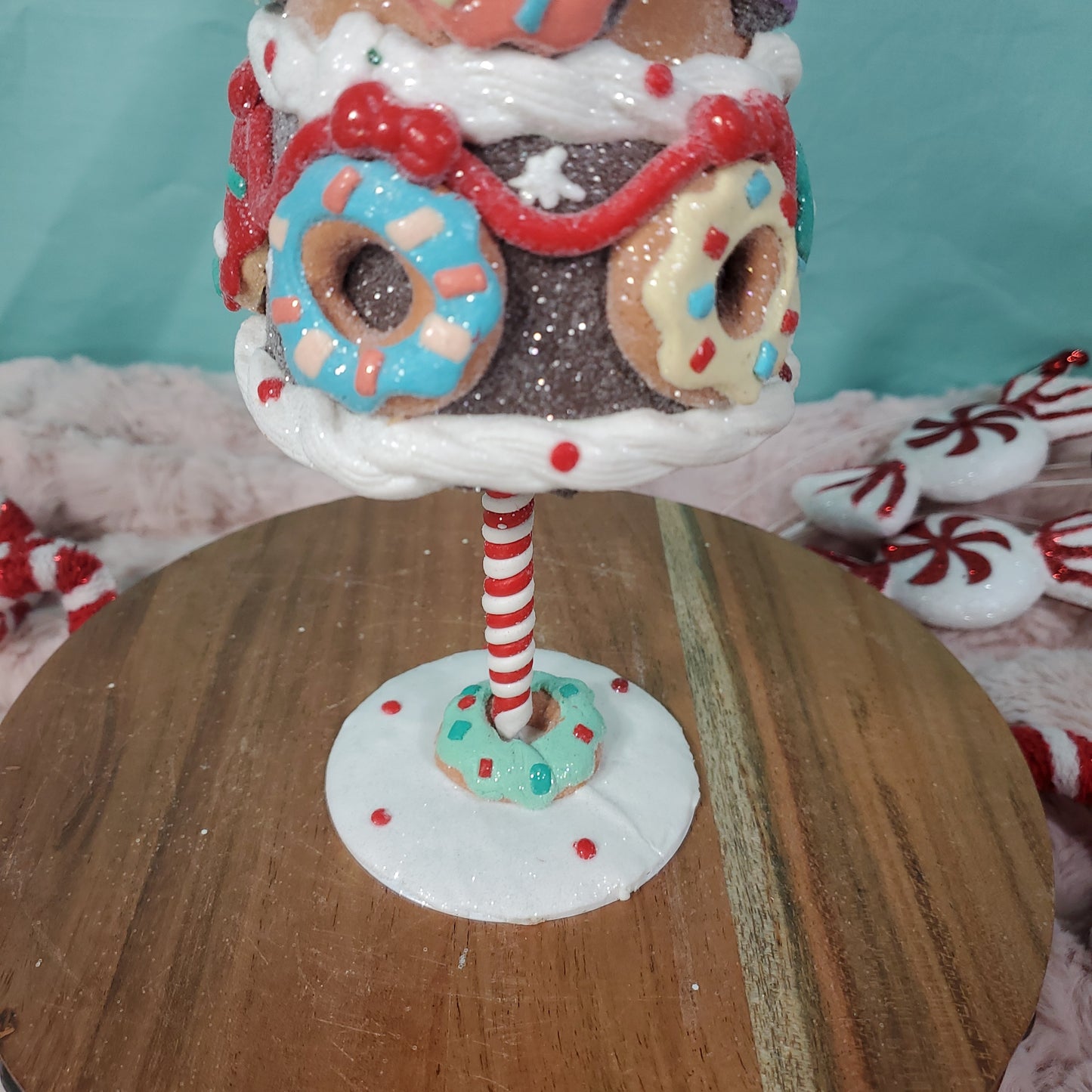 Cupcakes and Cashmere 14" Gingerbread Claydough Christmas Tree with Donut Ornaments