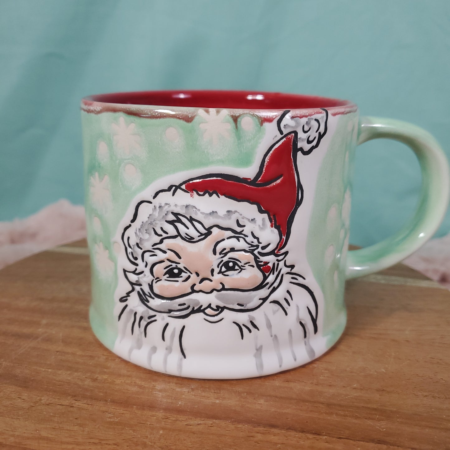 Eli and Ana Green Vintage Santa Coffee Mug - 12 oz