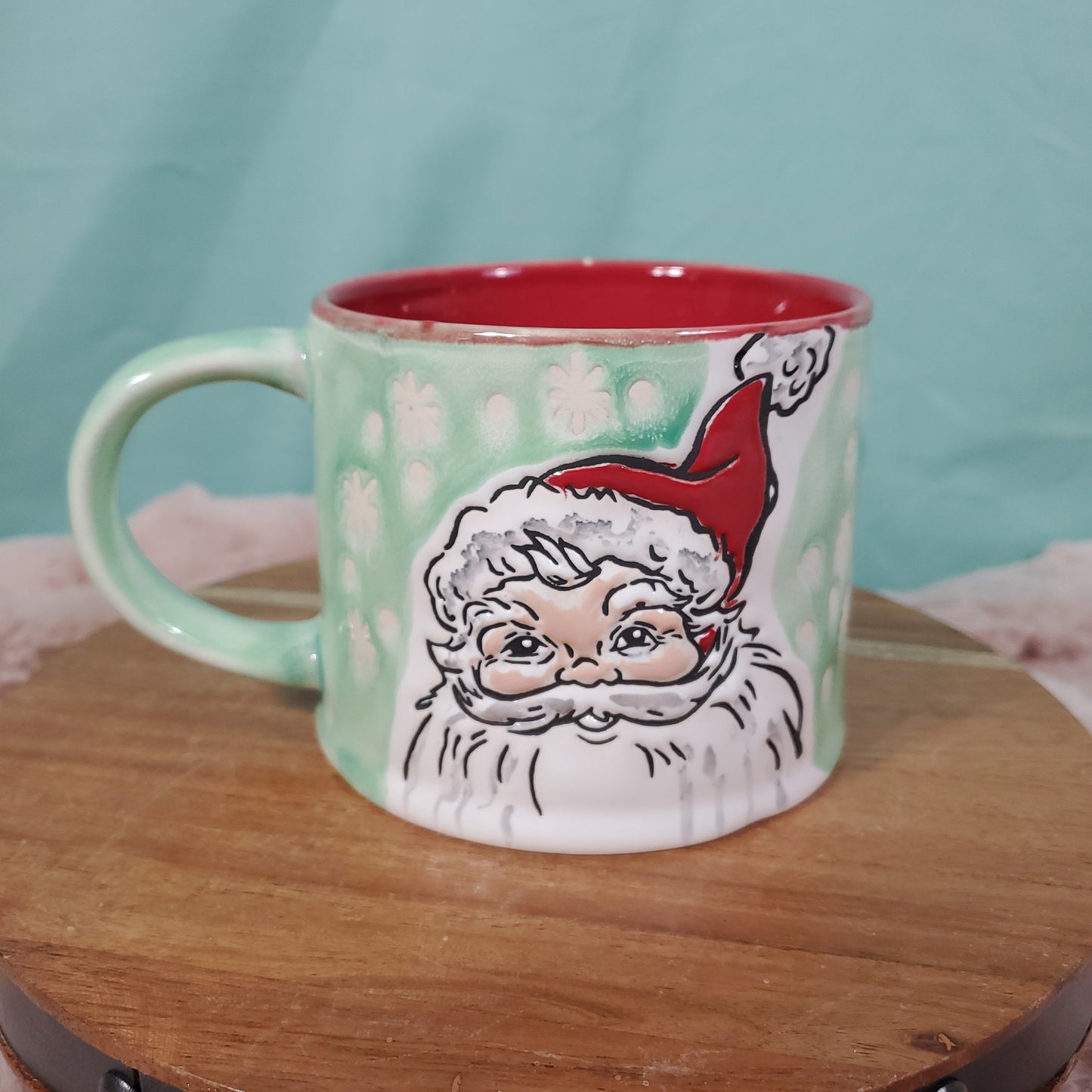 Eli and Ana Green Vintage Santa Coffee Mug - 12 oz