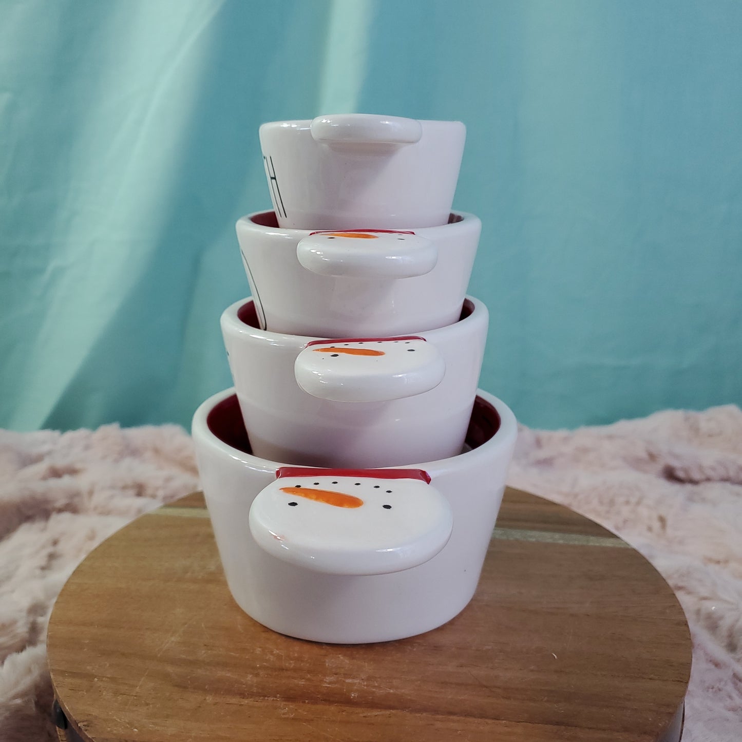 Rae Dunn Snowman Handle Christmas Measuring Cups - Set of 4