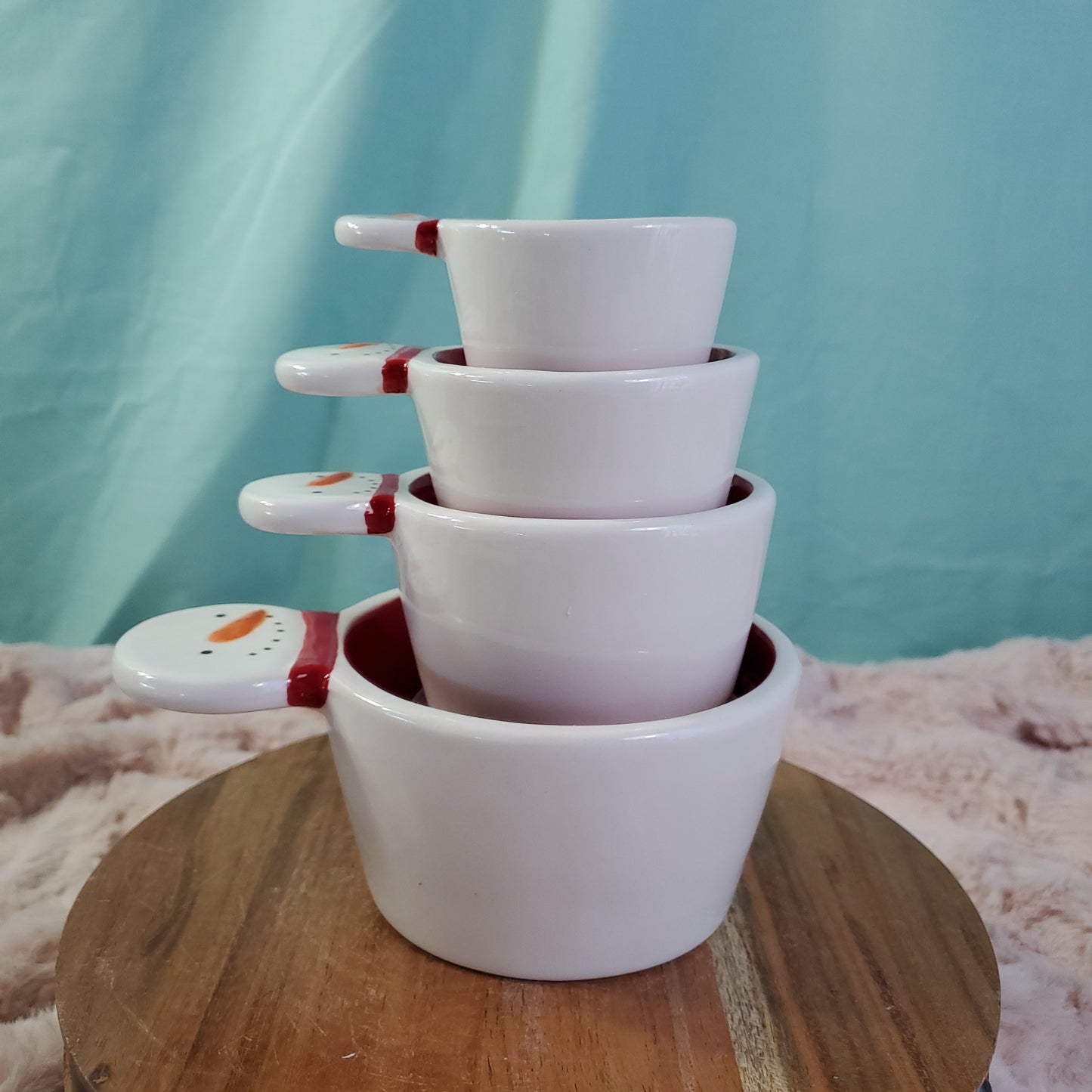 Rae Dunn Snowman Handle Christmas Measuring Cups - Set of 4