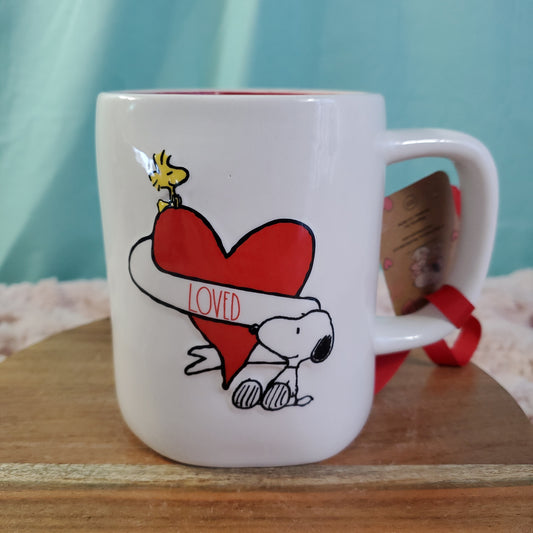 Rae Dunn Valentine's Day Snoopy Mug - "LOVED" - 19.5 oz