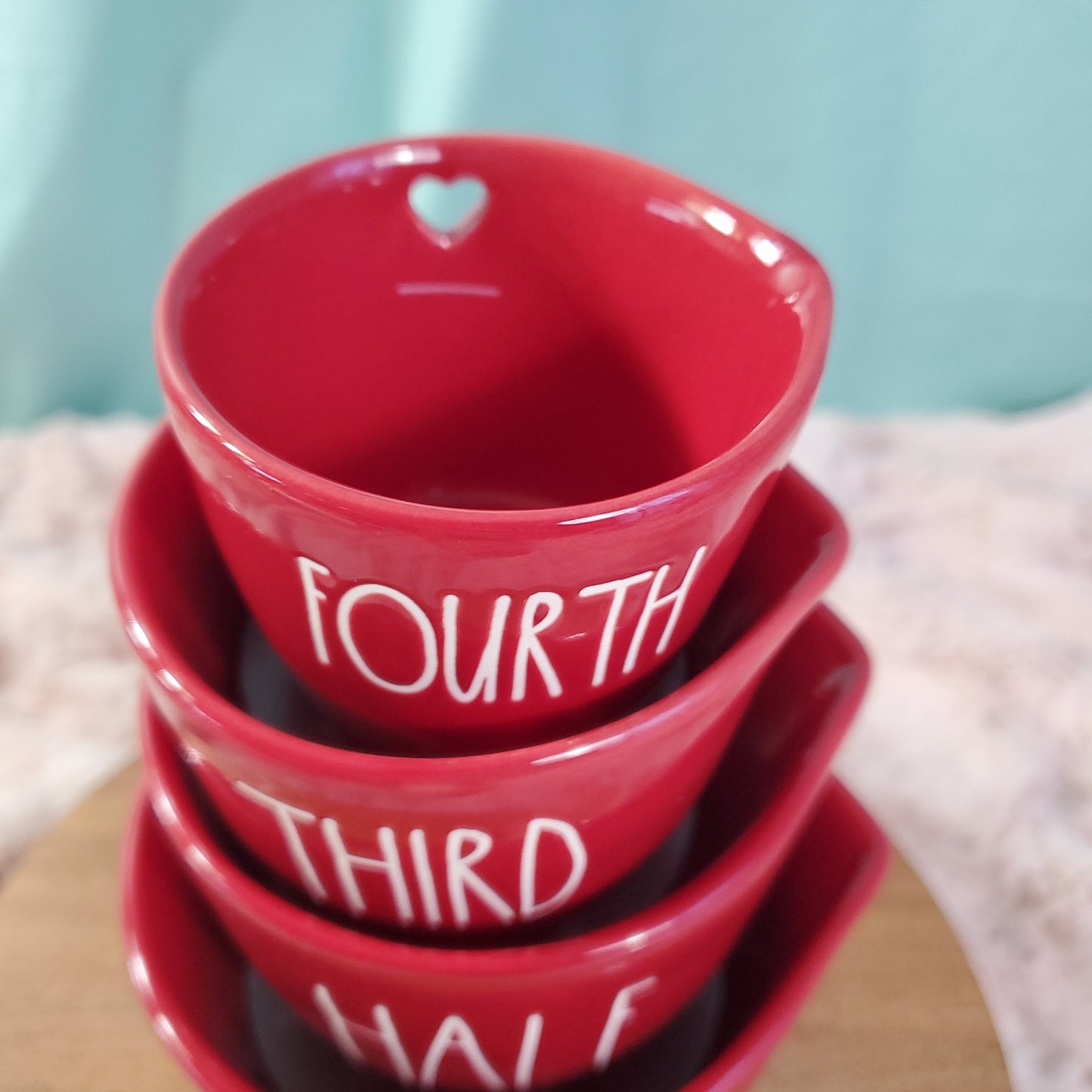 Rae Dunn Valentine's Day Red Ceramic Measuring Cups - Set of 4