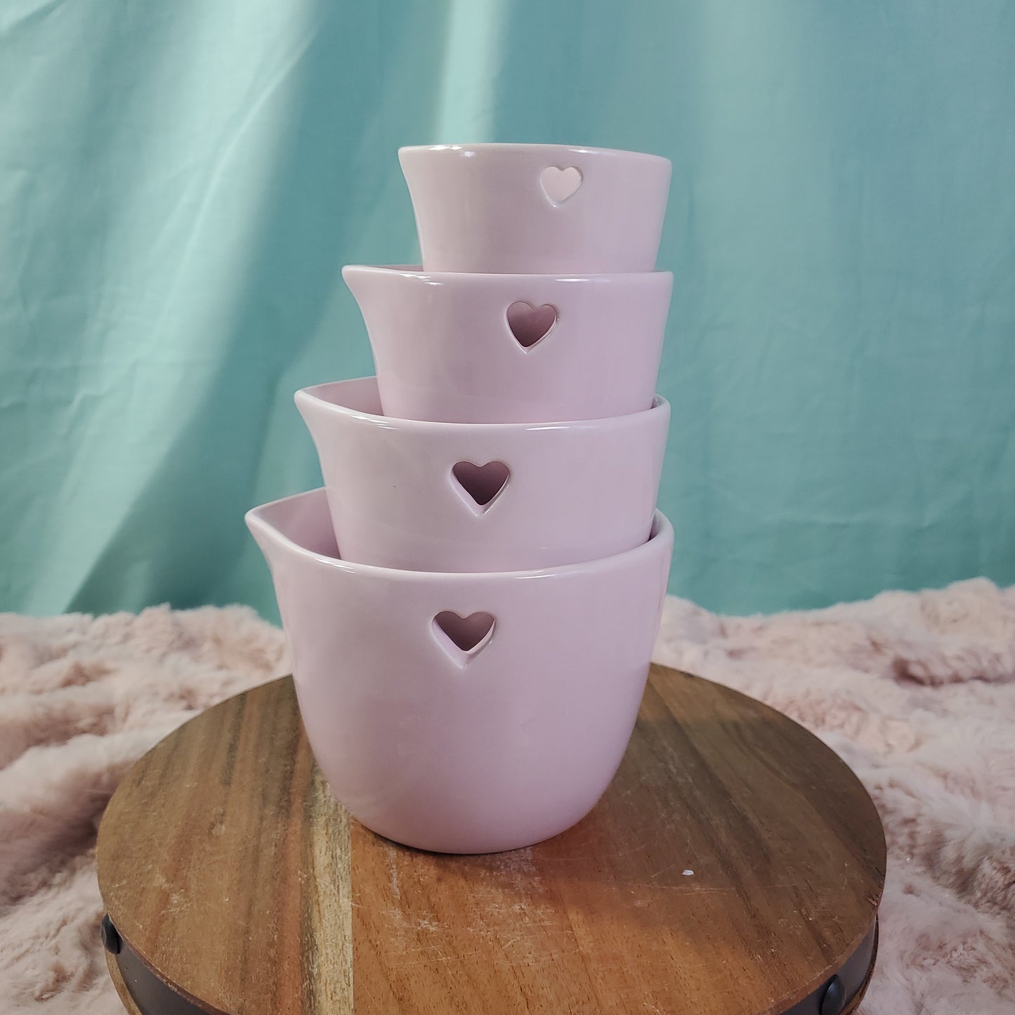 Rae Dunn Valentine's Day Pink Ceramic Measuring Cups - Set of 4