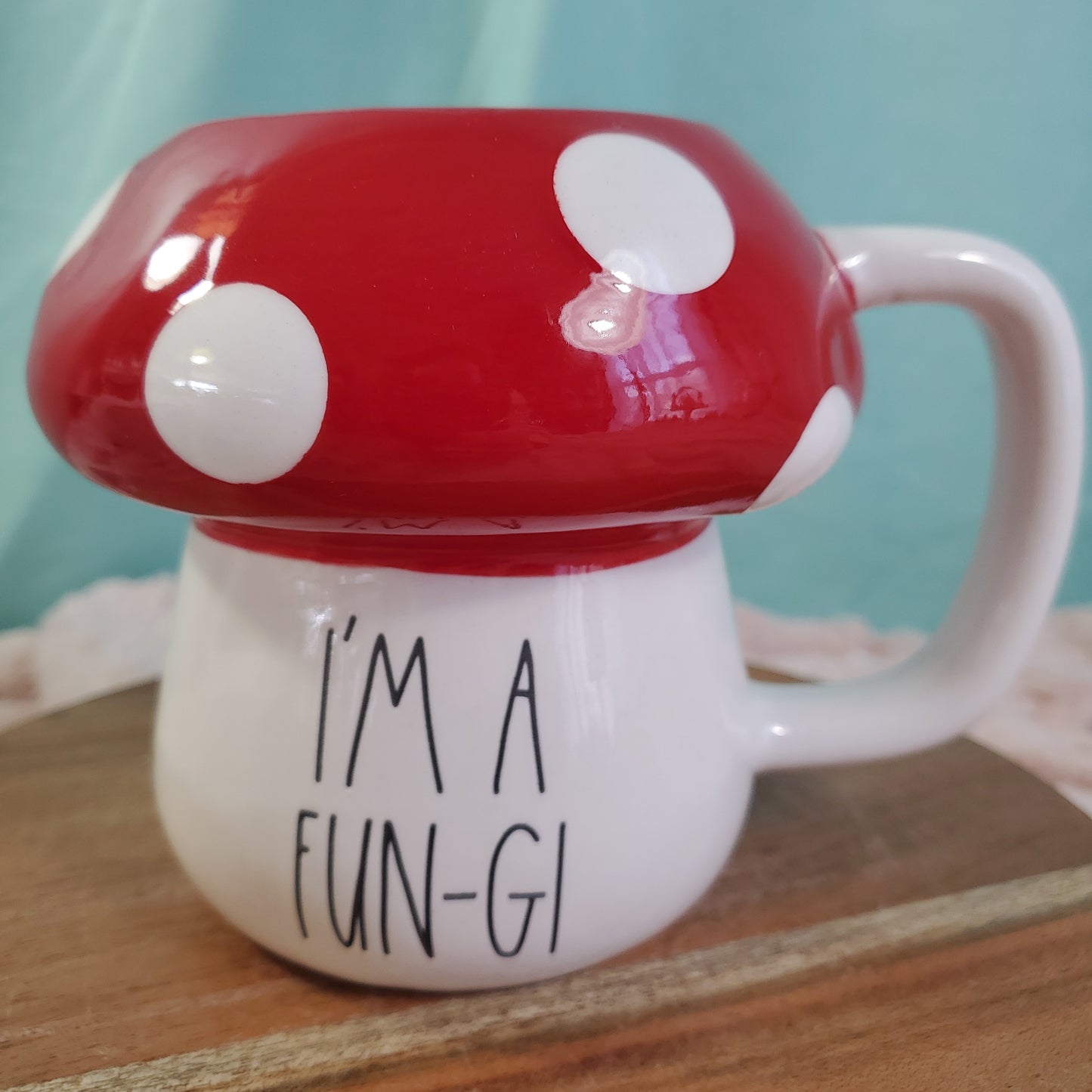 Rae Dunn "I'm a Fungi" Mushroom Shaped Mug - 12 oz