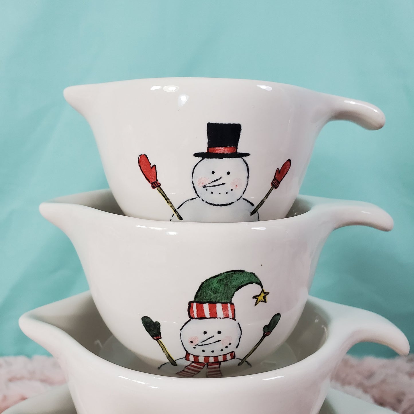 Rae Dunn Christmas Measuring Cups - Watercolor Snowmen