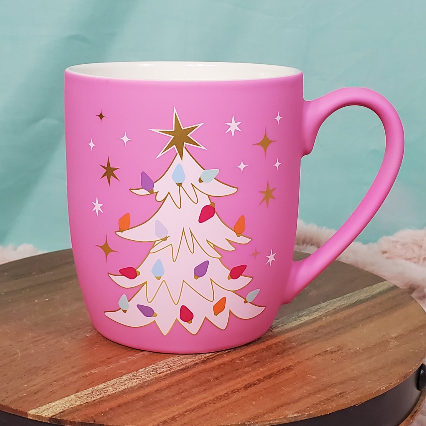 Peppermint and Pine Hot Pink Christmas Tree Mug - Festive Holiday Drinkware