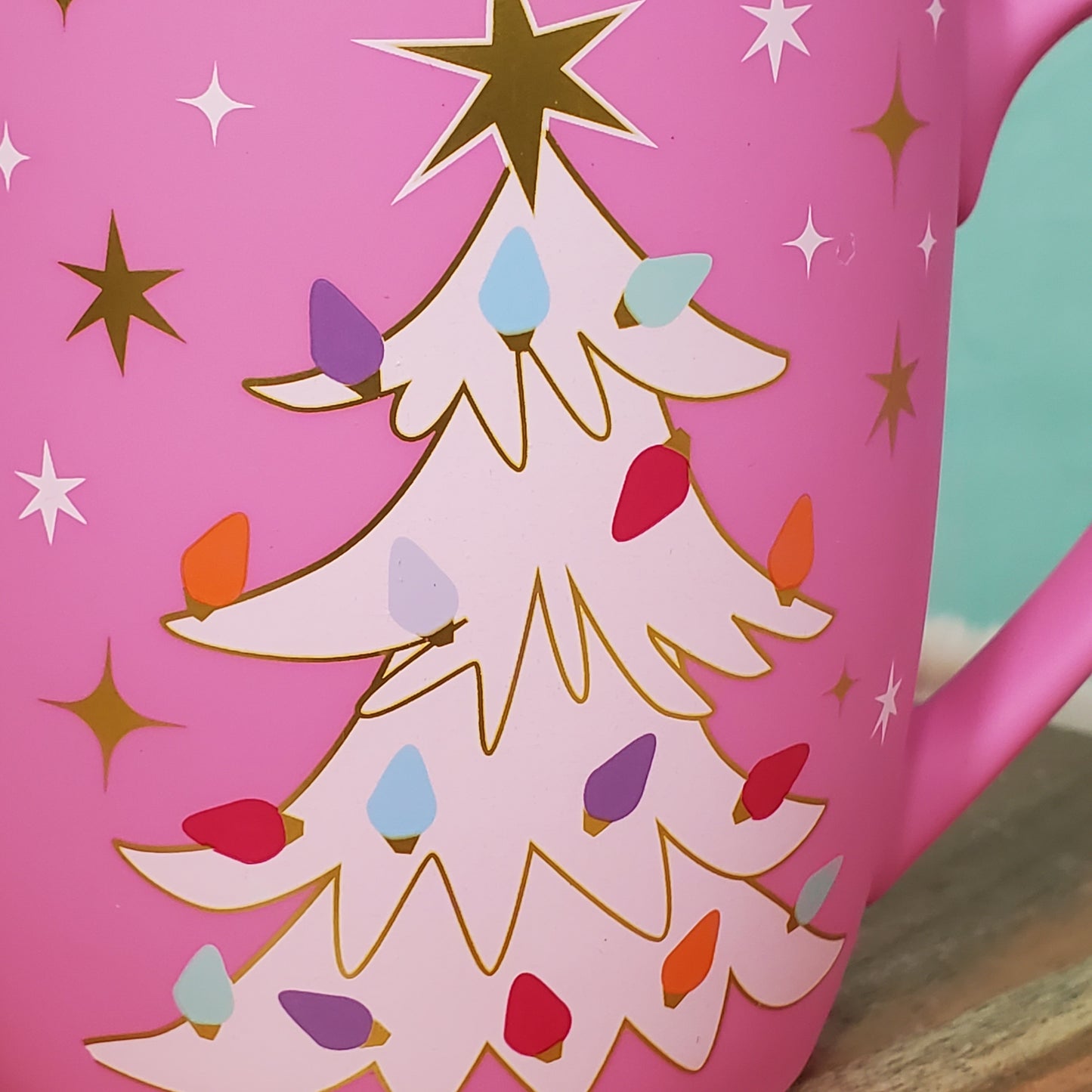 Peppermint and Pine Hot Pink Christmas Tree Mug - Festive Holiday Drinkware