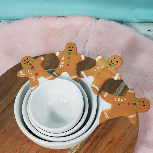 Christmas Gingerbread Ceramic Measuring Cups - Set of 4