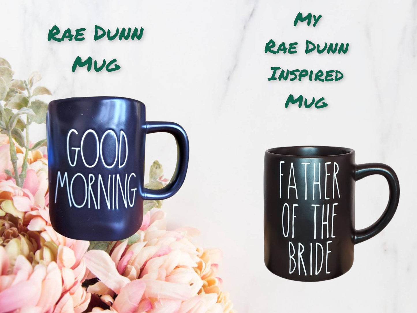 Rae Dunn Inspired Rustic Mugs in Cream, Black and Grey- Personalized